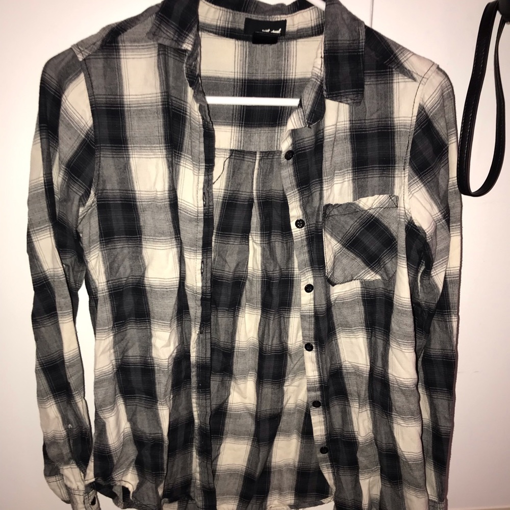 plaid button down